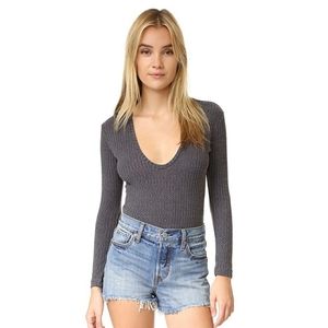 NWT Capulet Gray Ribbed Scoop Neck Bodysuit